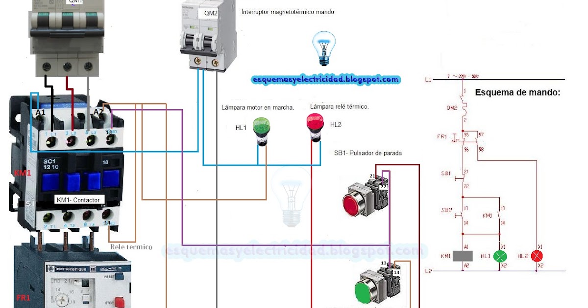 Esquemas eléctricos: Esquema eléctrico arranque directo de un motor