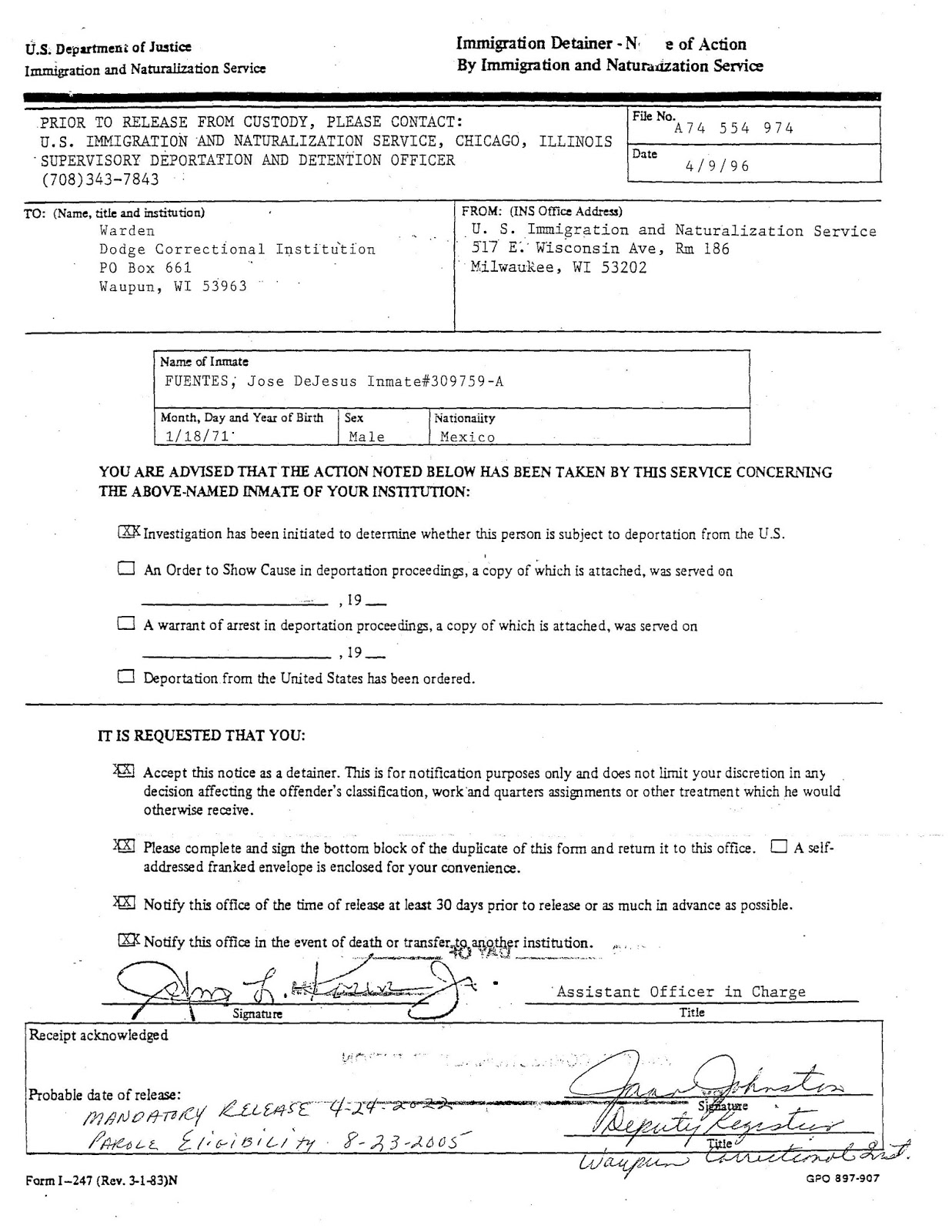 Deportation Order Form Printable Printable Forms Free Online