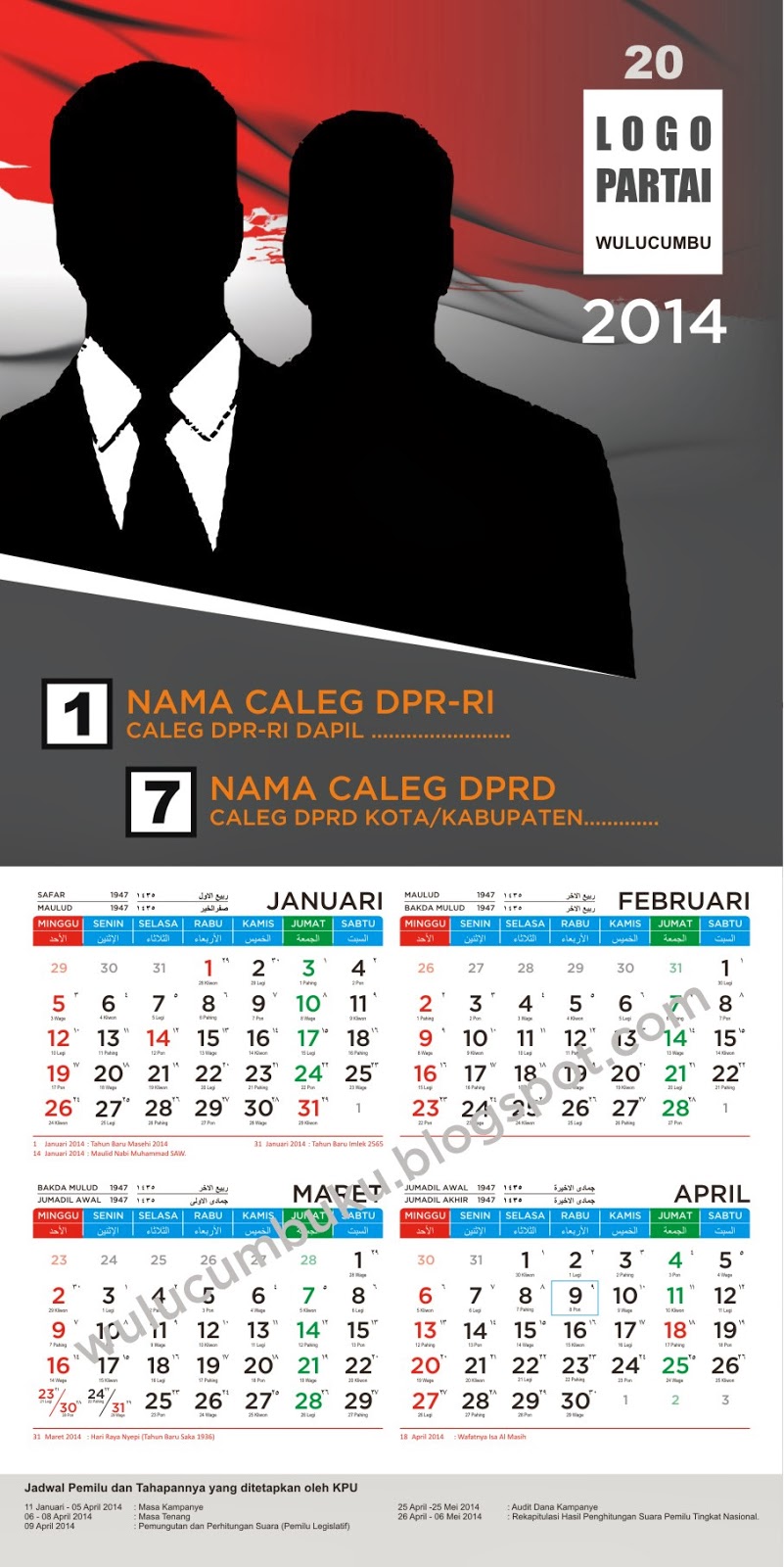 Download Template Kalender Partai 2014 Ver Corel X4 Editabel Wulucumbu