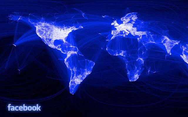 Facebook wallpaper met wereldkaart
