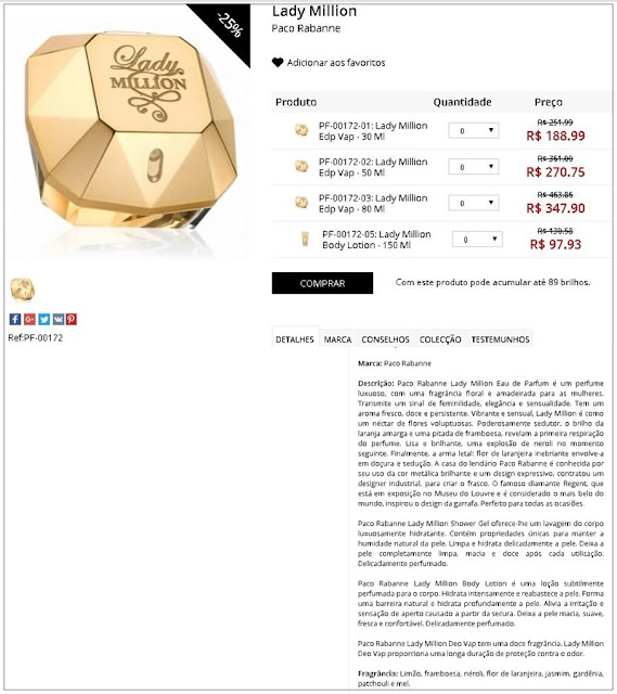 Perfume Lady Million EDP - 25% de desconto + 5% cupom viagensebeleza Perfume Lady Million EDP - 25% de desconto + 5% cupom viagensebeleza