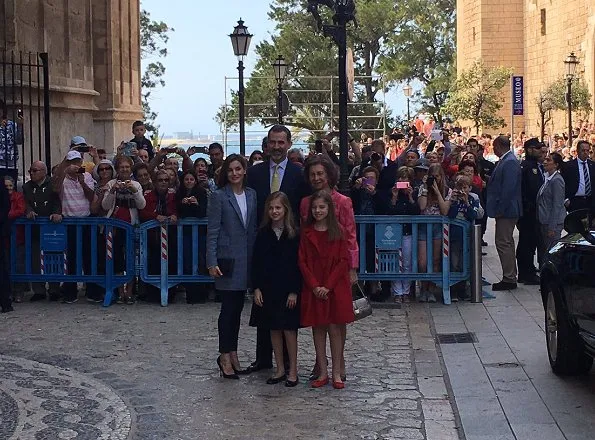 King Felipe, Queen Letizia, Princess Leonor and her sister Sofia and Former Queen Sofia of Spain attended the traditional Mass