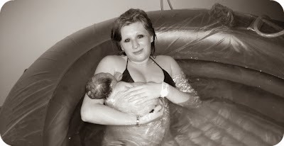 Water Birth in Inflatable Birthing Pool with baby
