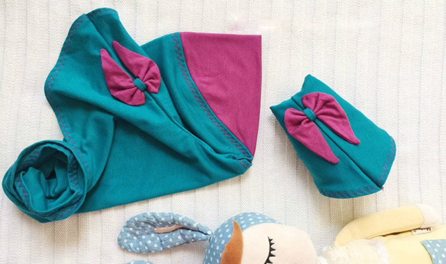 Tudung Kanak-Kanak Dihiasi Aksesori Reben tudung kanak-kanak, tudung shopkins