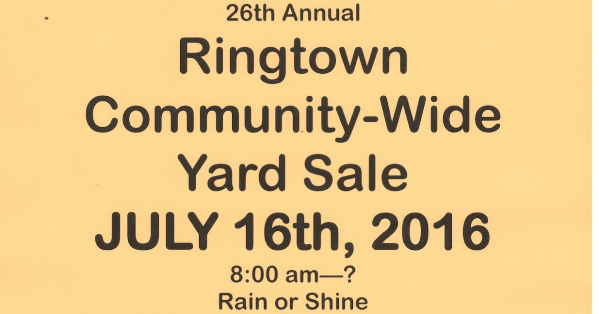 Ringtown Community Yard Sale Scheduled