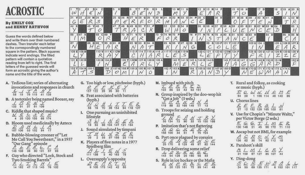 The New York Times Crossword in Gothic: 12 15 13 A Musical Memoir