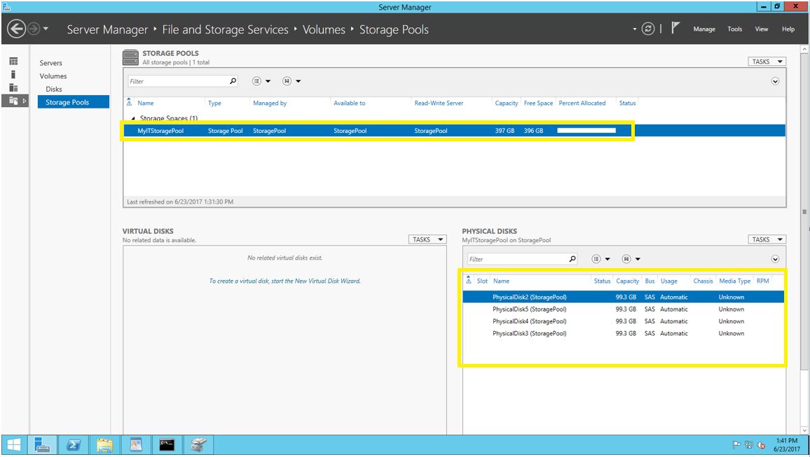 How to create Storage Pool Windows Server 2012 R2