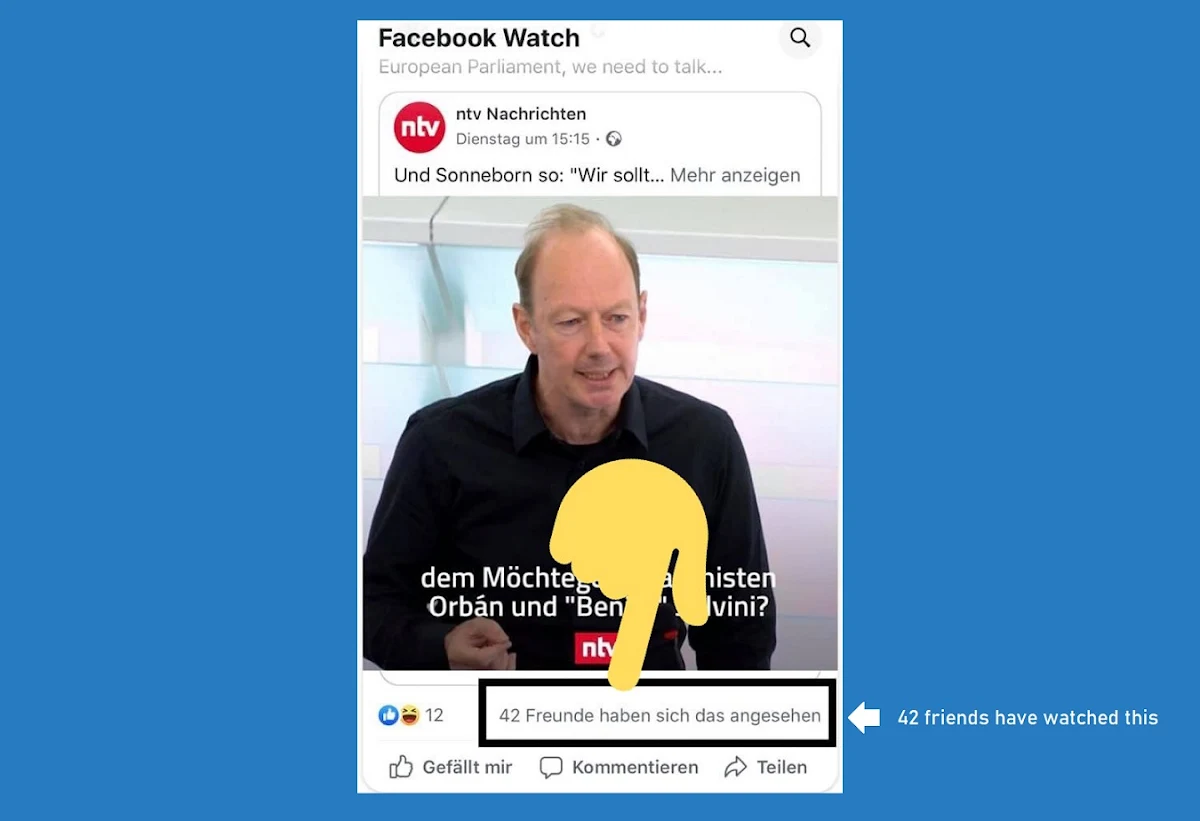 Facebook now shows how many of your friends viewed a video ins Watch section. An effective ‘Social proof’ technique to nudge you into watching more content.