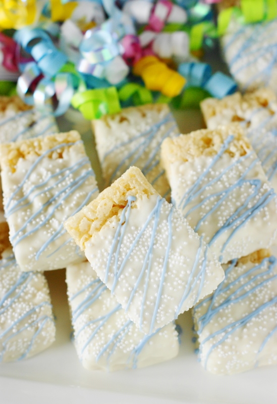 Baby Shower White ChocolateDipped Rice Krispie Treats The Kitchen is