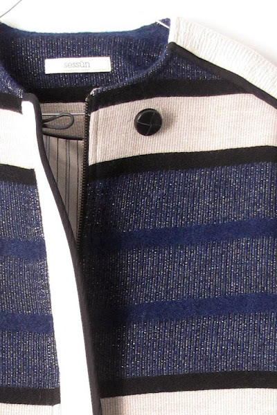 Manteau Sessun Skoura bleu folk
