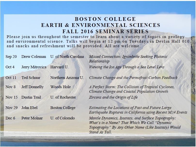 Boston College Environmental Studies Program Weekly Announcements 11/16