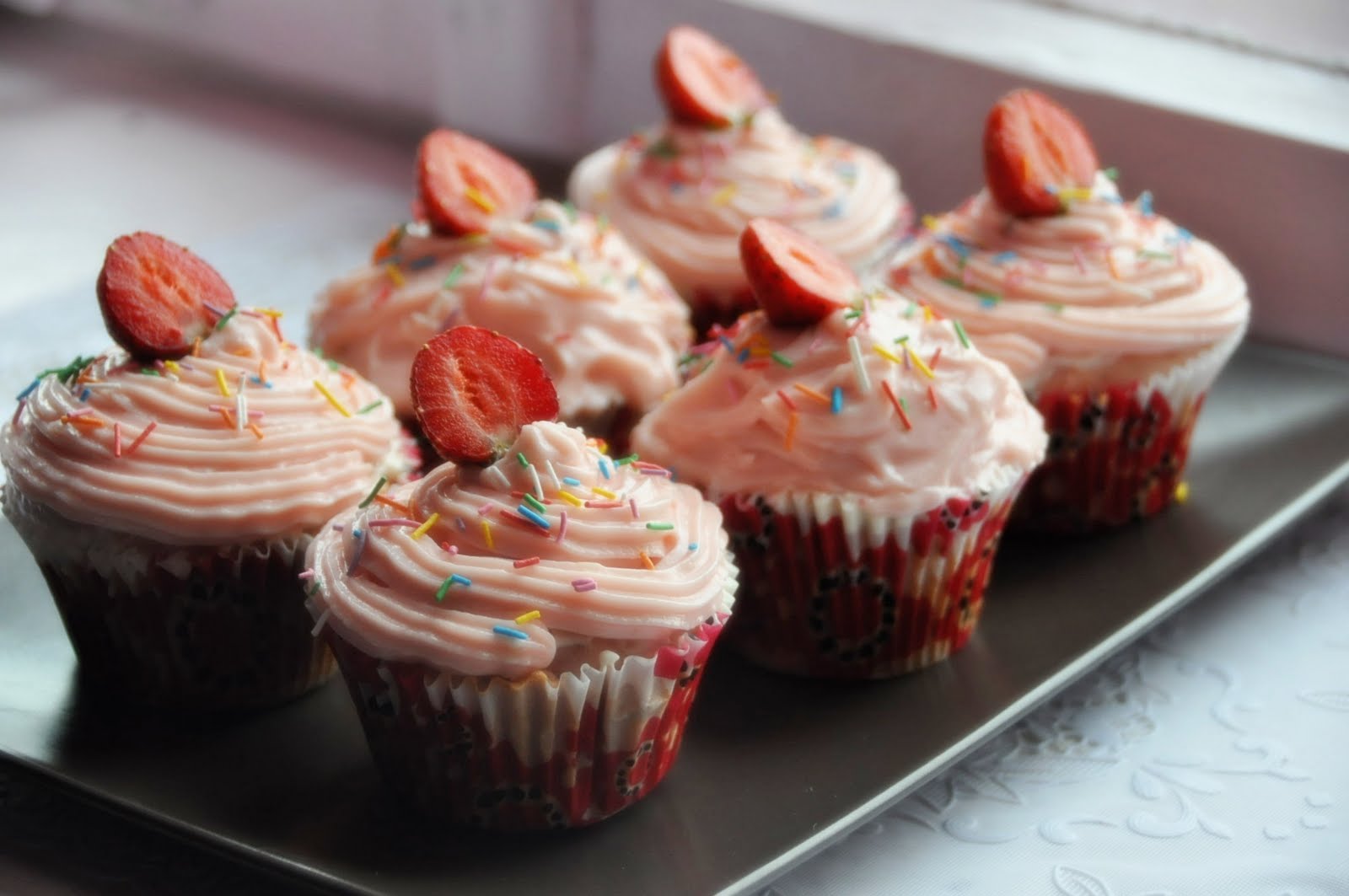 Strawberry Cupcakes with Cream Cheese Frosting.