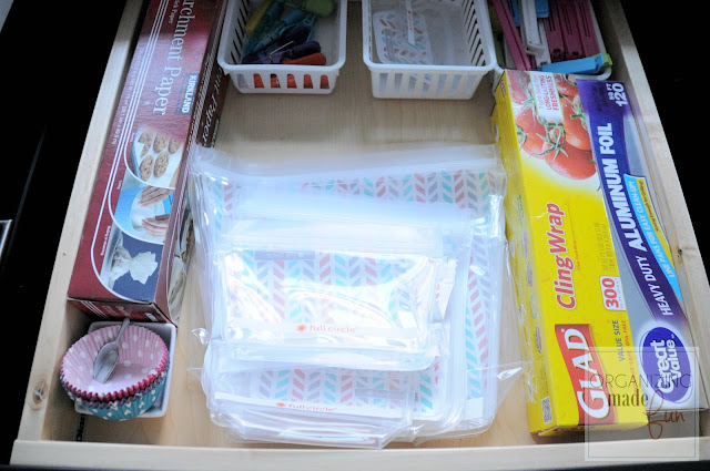 Reusable bags in the kitchen drawer