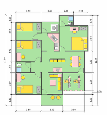 layout desain rumah mewah 1 lantai