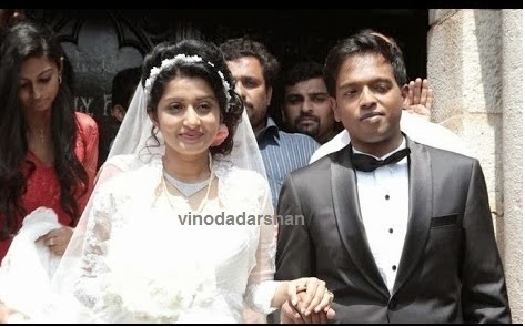 Meera Jasmine and Anil John coming out of the Church following the marriage ceremony Meera Jasmine and Anil John marriage ceremony at the church