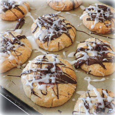 Chocolate and Almond Glazed Jam Cookies