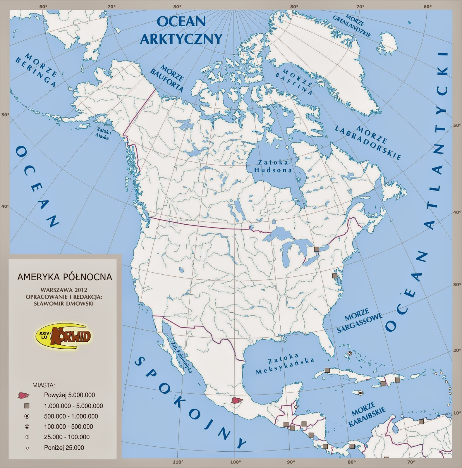 Ameryka Północna Kraje I Stolice Geografia: Mapa konturowa Ameryki Północnej