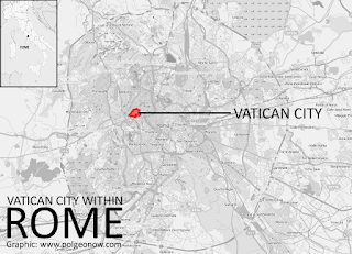 Map showing location of Vatican City within Rome