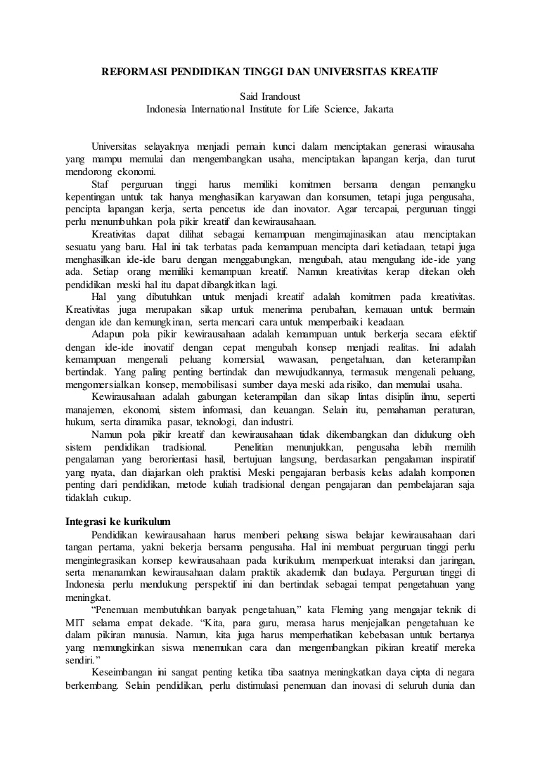 Contoh Artikel Ilmiah Singkat Tentang Pendidikan