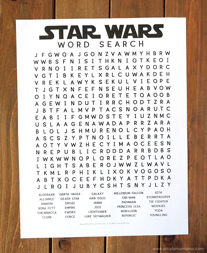 Free Printable Star Wars Word Search Artsy fartsy Mama