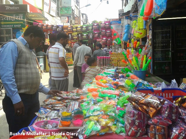 Noida Diary: Shopping for Holi in Local Shopping Center, Sector 25, Noida