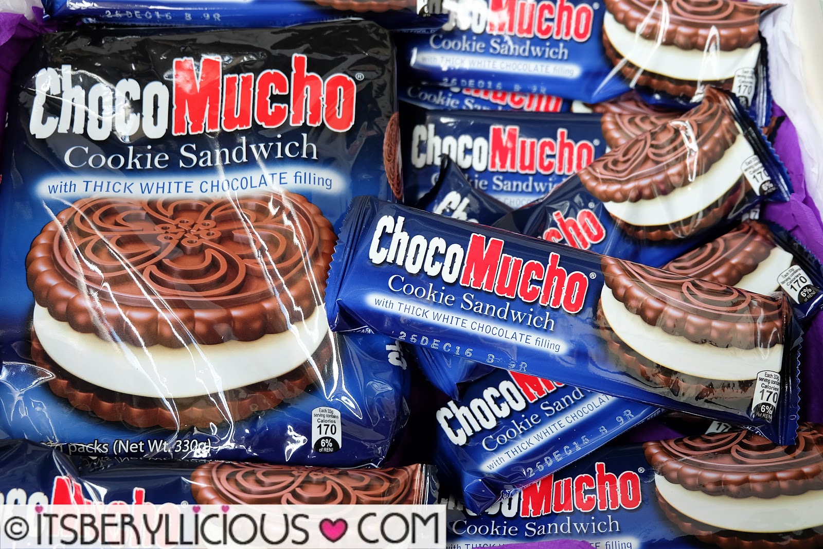 Rebisco Choco Mucho Cookie Sandwich with Chocolate and White Chocolate