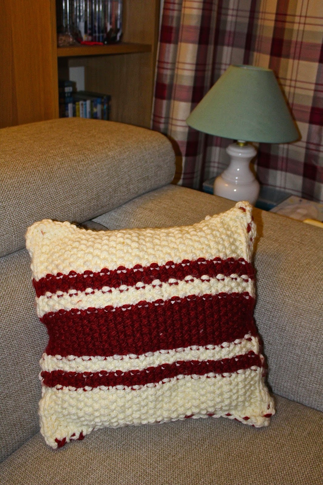 Chunky Striped Cushion Knitting Pattern