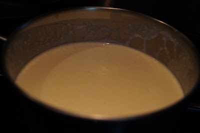 Cream is not boiling, just little bubbles and steam