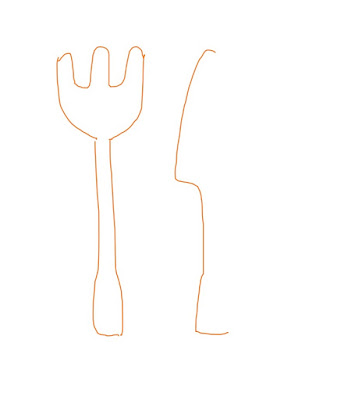 アイコン 「食事」 (作: 塚原 美樹) ～ ナイフの刃を内側に向けて描く