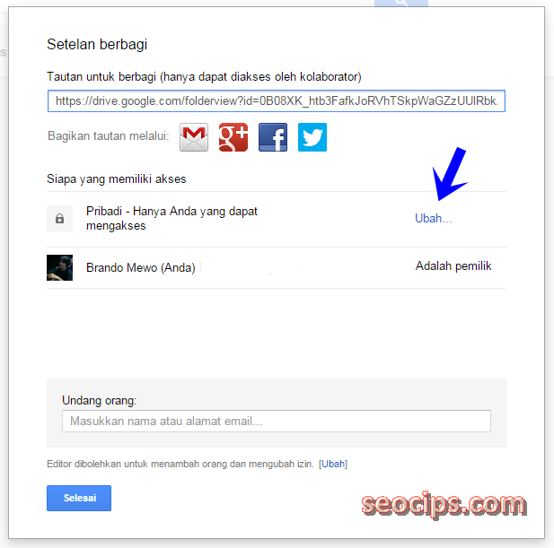 Langkah ke empat untuk upload atau unggah file ke Google drive Langkah ke empat untuk upload atau unggah file ke Google drive