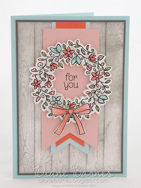 For you card using Stampin Up Circle of Spring & Hardwood stamp sets. By Di Barnes #colourmehappy 2016 Annual catalogue. Just Add Ink challenge 309