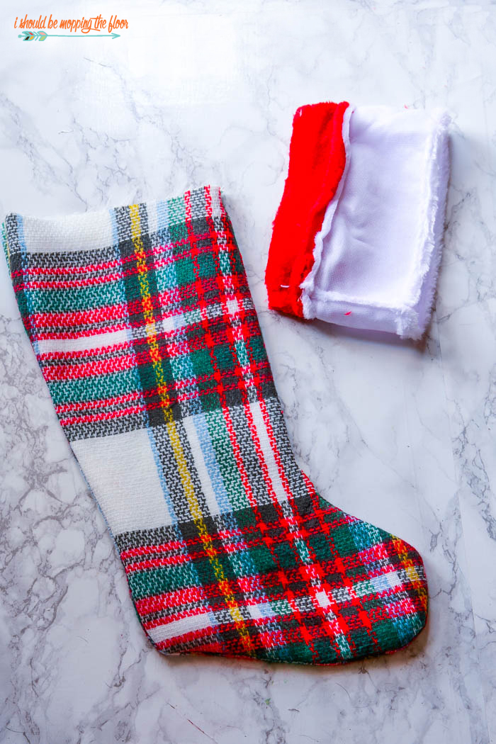 DIY Blanket Scarf Stocking made from an actual blanket scarf (get up to 6 stockings from a single scarf!). Easy-to-follow photo tutorial.