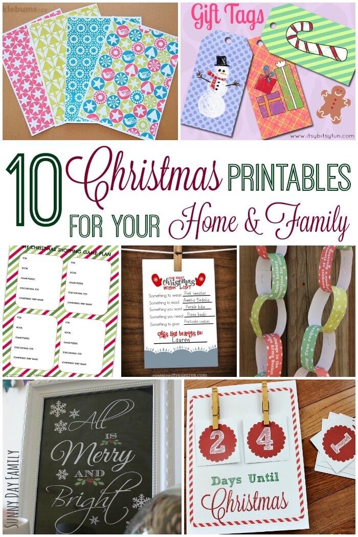 10 FREE Christmas Printables for your home & family! Get organized for the holidays with free printable Christmas lists, calendars, gift wrap and more! 10 FREE Christmas Printables for your home & family! Get organized for the holidays with free printable Christmas lists, calendars, gift wrap and more!