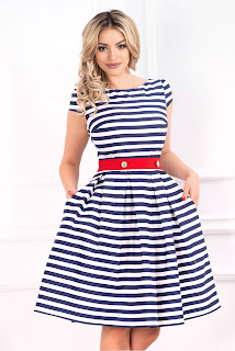 Rochie MBG de zi in clos cu imprimeu marinaresc Rochie MBG de zi in clos cu imprimeu marinaresc
