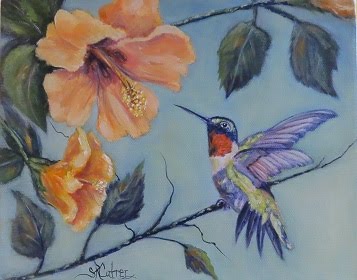 Hummingbird and Hibiscus- SOLD!