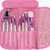 Image: FOONEE 8pcs Professional Cosmetic Makeup Brush Set With Pink Letter Print Bag