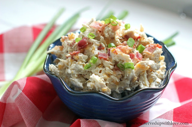 Bacon Cheddar Ranch Chicken Salad recipe from Served Up With Love. 