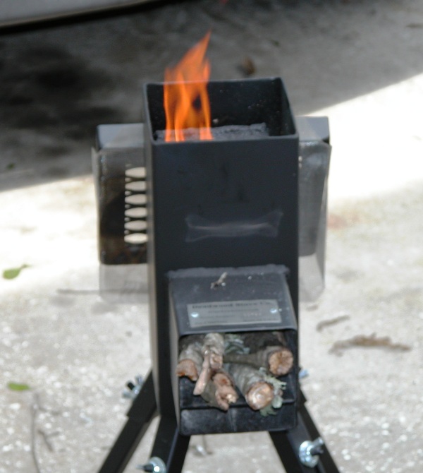 Living Prepared Rocket Stove using a Camp Stove Oven