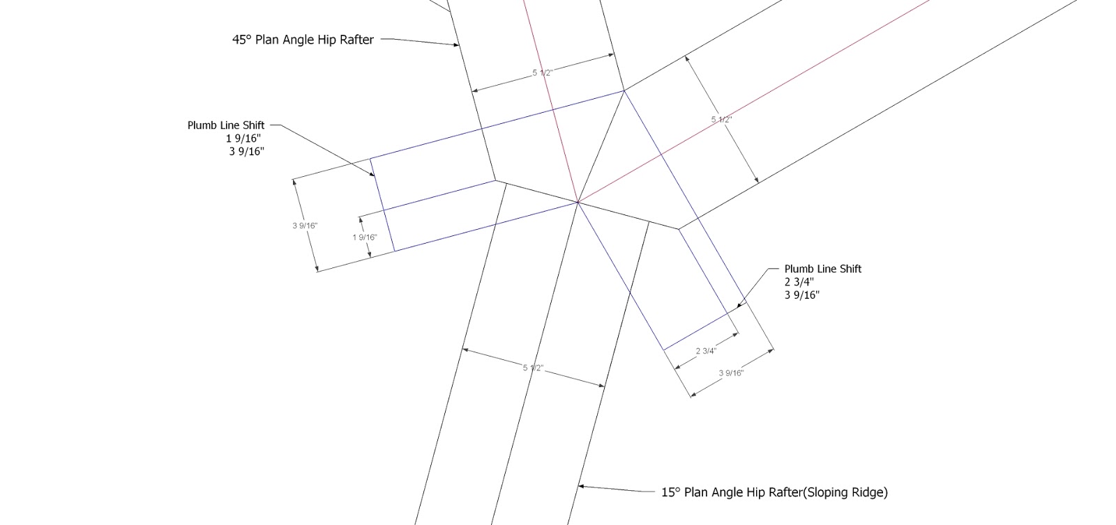 Roof Framing Geometry: Compound Hip Rafter Head Cuts