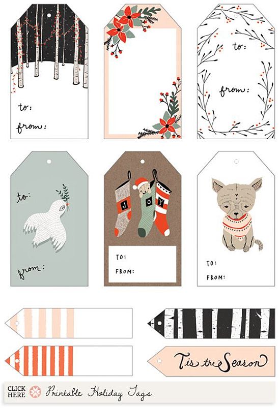 cute wintry theme printable Christmas gift tags for free