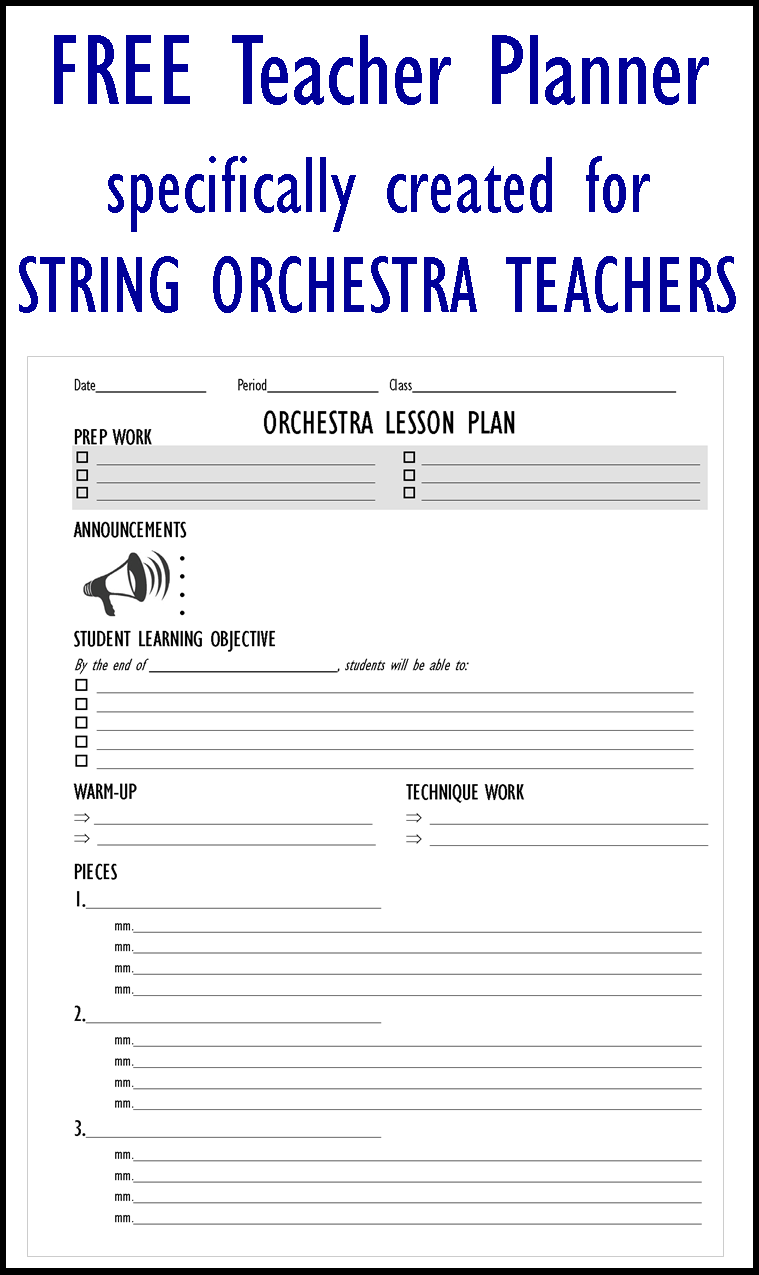 Orchestra Classroom Lesson Plan Template for Orchestra