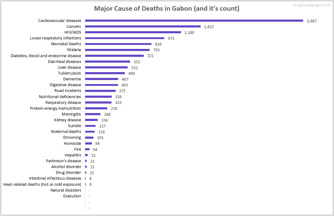 Major Cause of Deaths in Gabon (and it's count)