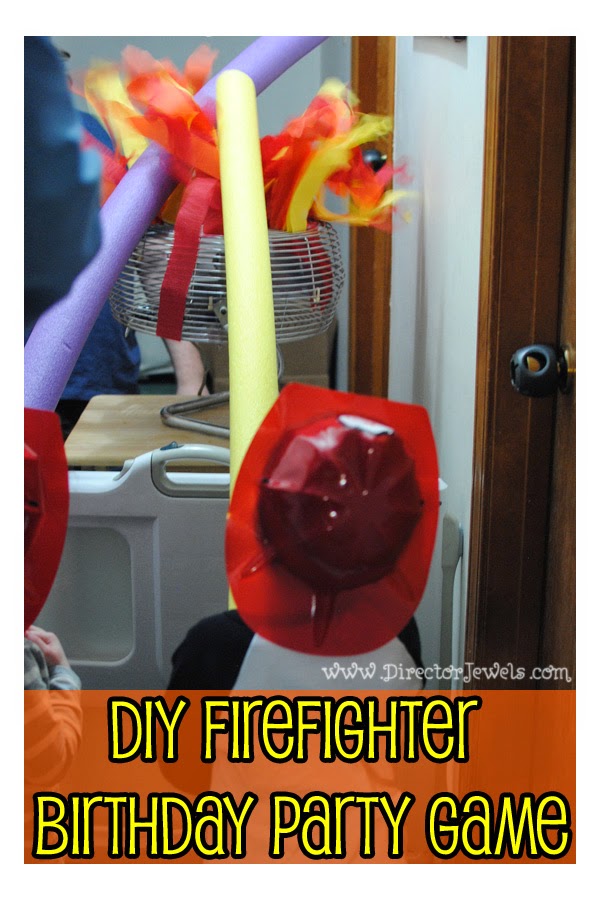 DIY Firefighter Birthday Party Preschooler Game Idea at directorjewels.com Perfect for Firetruck, Fireman, and Fire-fighting Theme Toddler or Preschool Parties