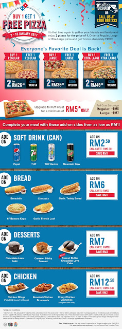 Dominos Pizza Malaysia Buy One Free One Promo