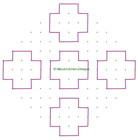 Nithya's Kolam Designs: Kolam 10: Dots Kolam 15 x 3