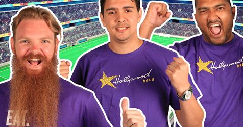 Podcast team Podcast team wearing Hollywoodbets shirts - Jason Dewey, Chadley Nagel, Donovan Vere