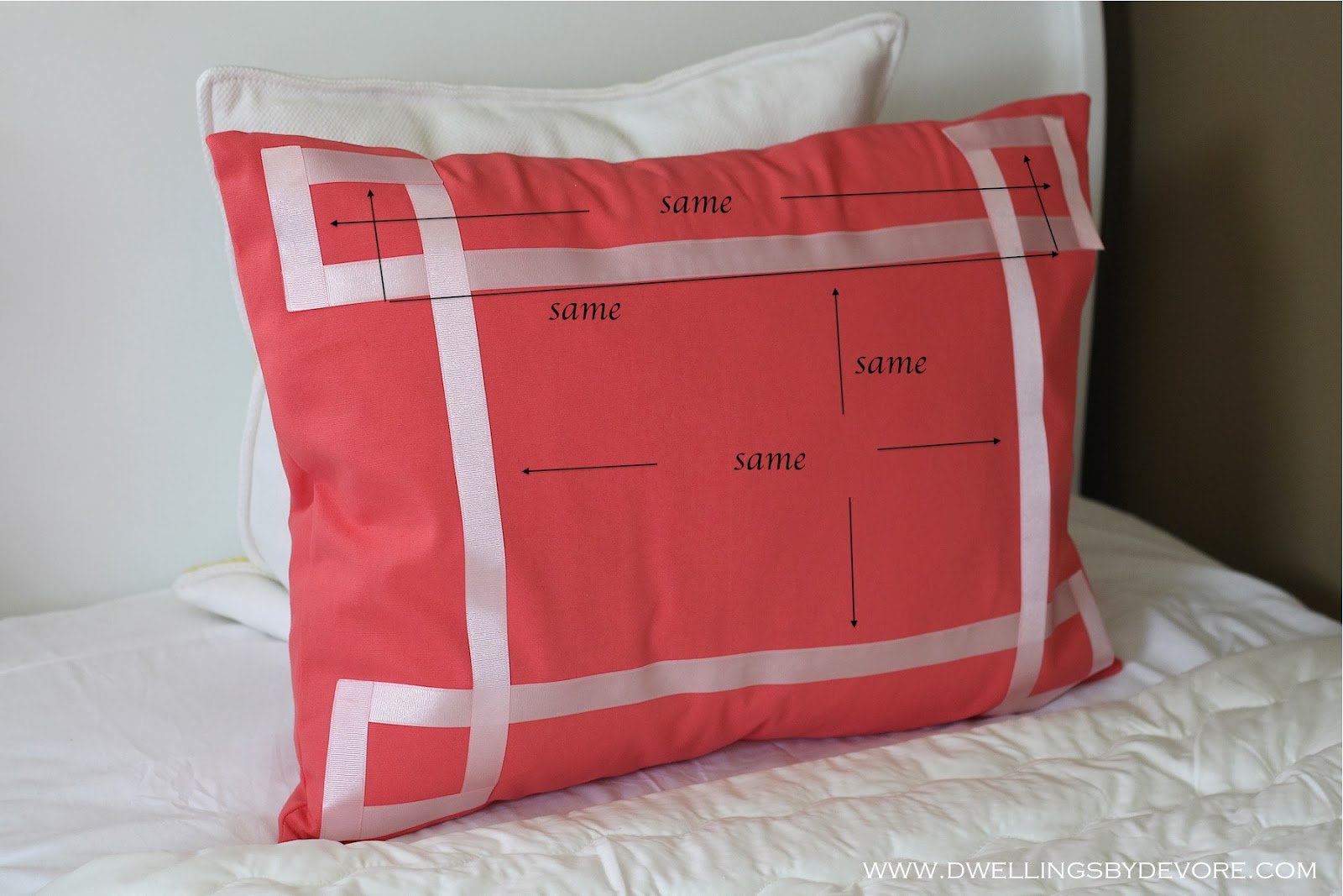 Dwellings By Devore Diy Greek Key Trim Pillow If I Can Skip Measuring M All For It So Basically Just Made Sure Certain Pieces Were Cut The Same Length To Make Everything Was Even