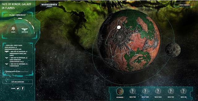 Cool shot of the planet though fate of konor battle report space marine blood angels tau t'au tyranid ultramarines dark angels imperial guard redemptor dreadnought thousand sons magnus the red astramis