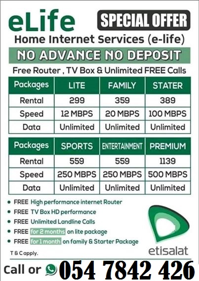 Etisalat Elife Transfer Of Ownership Etisalat eLife Internet Call-0547842426