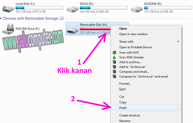 Cara Memindahkan Data Ke Flash Disk Di Laptop Belajar Komputer Dasar Palu